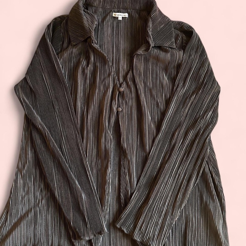 Reformation Black Ribbed Oversize Top
